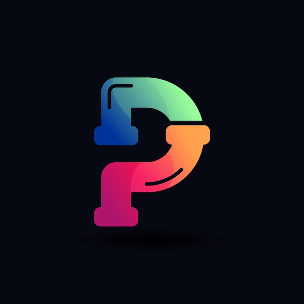 P-letterlogo met pijpconstructieconcept