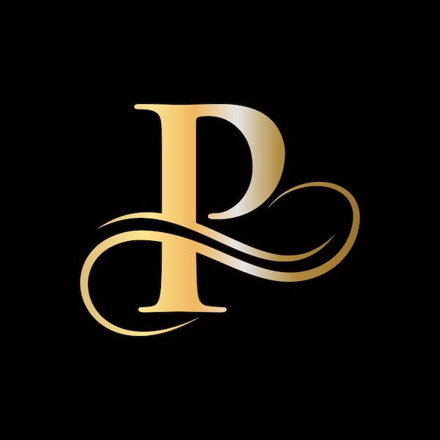 P Logo Golden Concept P Letter Logo with Golden Luxury Color and Monogram Design P Letter Initial Luxurious Logo Template