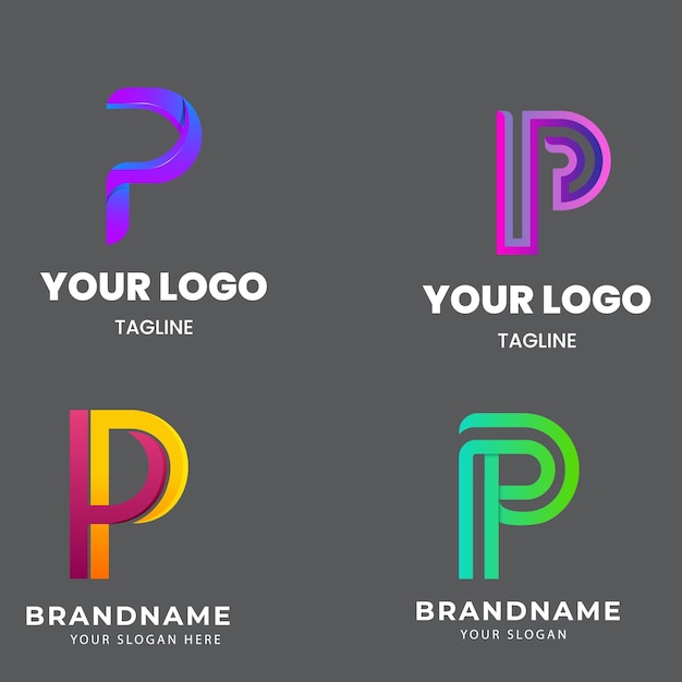 p logo letter gradient colorful style logo collection