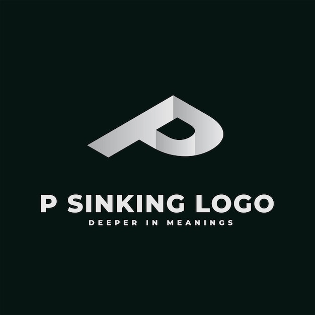 Vector p monochrome isometric hole pit and cutting edge logo initial alphabet letter logomark icon