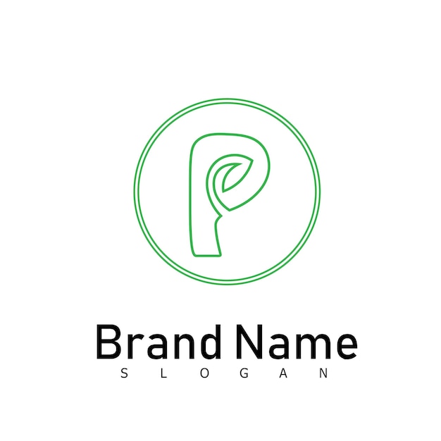 P nature logo leaf icon design