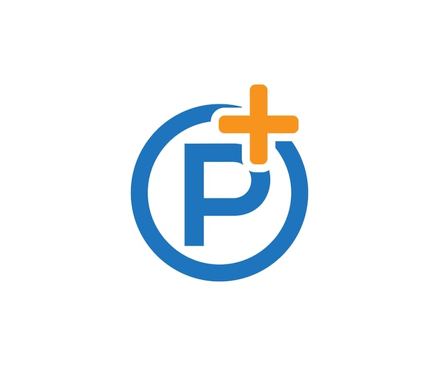 Векторный шаблон дизайна логотипа P plus