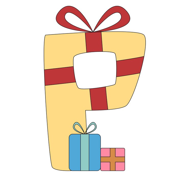 Vector p present alphabet letter cartoon