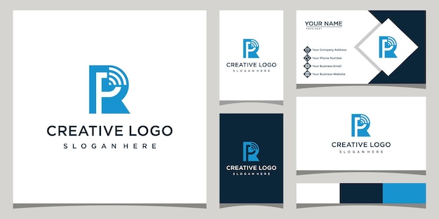 P, R and signal letter design logo templates