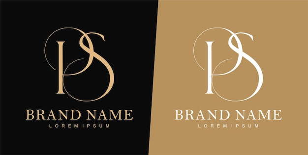 Vector p and s letter logo design template wedding logo typography logo