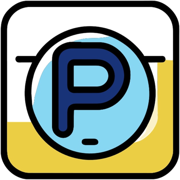 Vector p sign icon colored outline