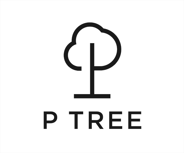 P tree logo design vector illustration