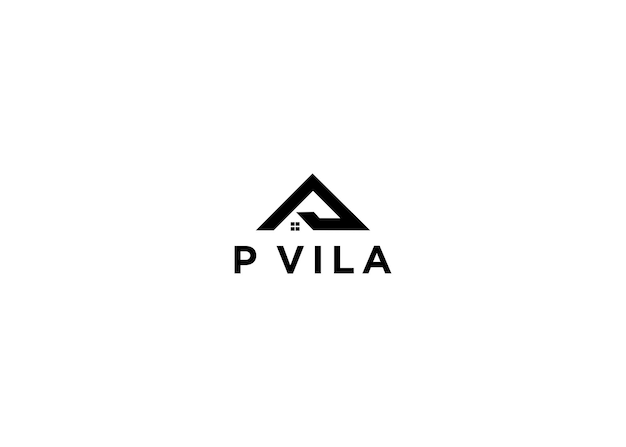 p villa logo design vector illustration