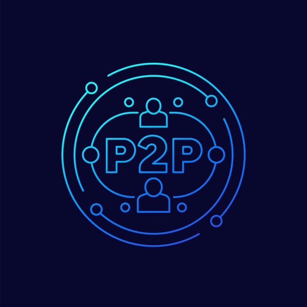 p2p 아이콘 피어토피어 경제 선형 디자인