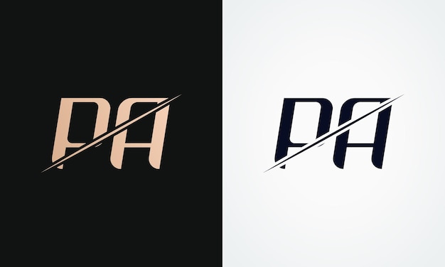 Pa Letter Logo Ontwerp Vector Sjabloon Goud En Zwart Letter Pa Logo Ontwerp