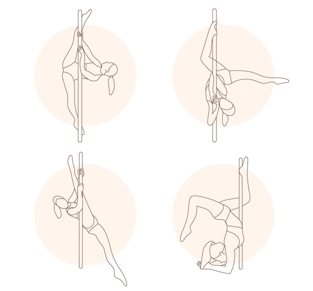 Vector paaldansen meisje paaldans pose set icon