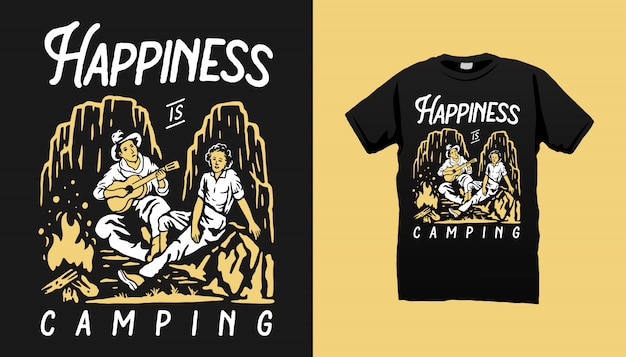 Paar Camping illustratie t-shirt ontwerp