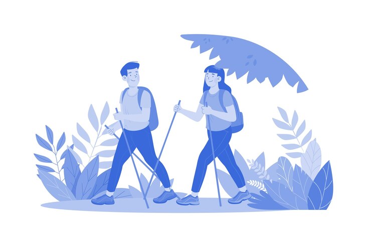 Vector paar dat in het bos loopt