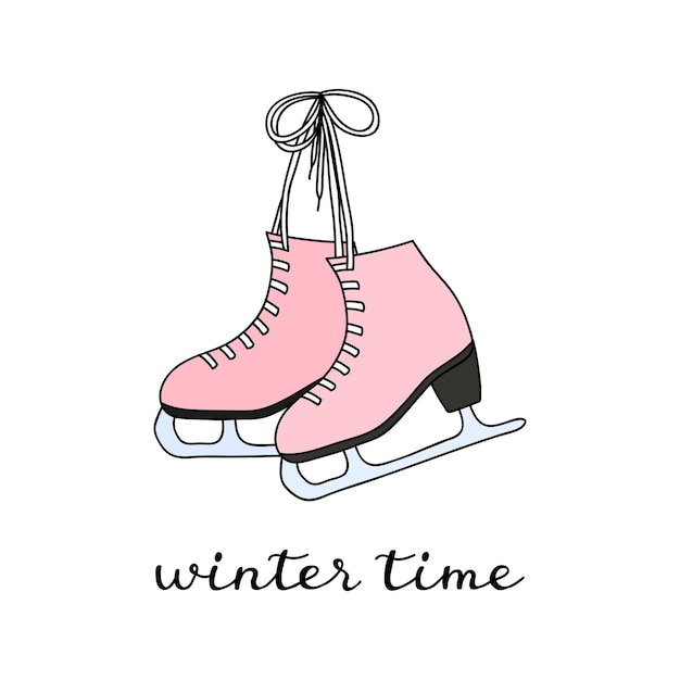 Vector paar doodle roze schaatsen