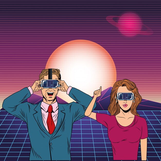 Paar dragen virtual reality headset