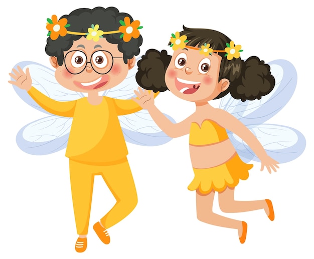 Vector paar fairy kids stripfiguur