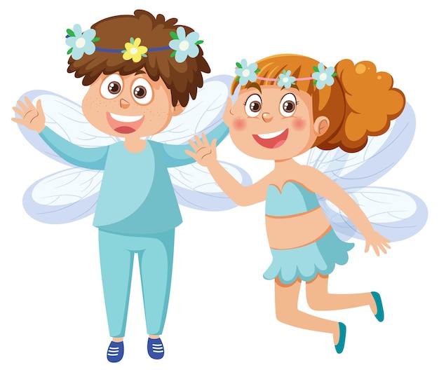 Paar fairy kids stripfiguur