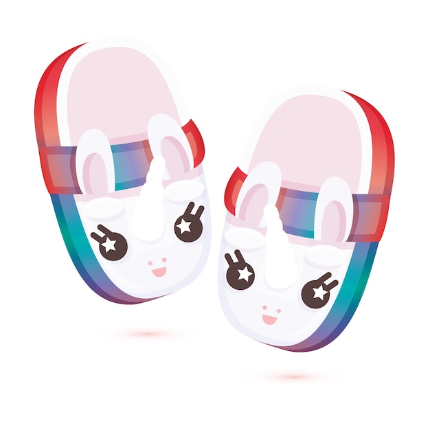 Paar Home Cute Children's Slippers in de vorm van een eenhoorn geïsoleerd op wit