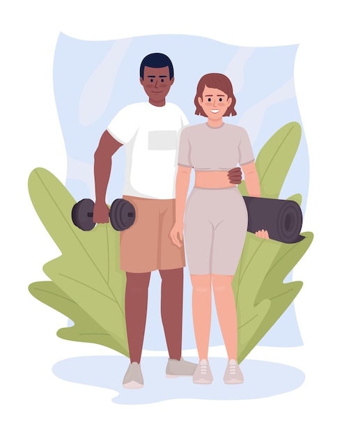 Paar in sportkleding 2d vector geïsoleerde illustratie