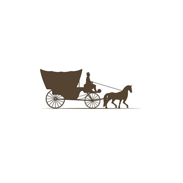 Paard getrokken koets klassieke vintage logo pictogram teken Vectorillustratie