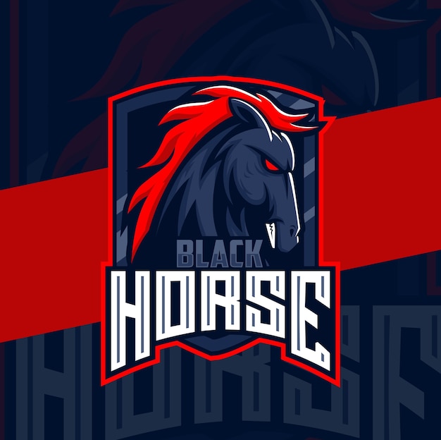 Paard hoofd mascotte esport stijl logo karakter voor spel en sport