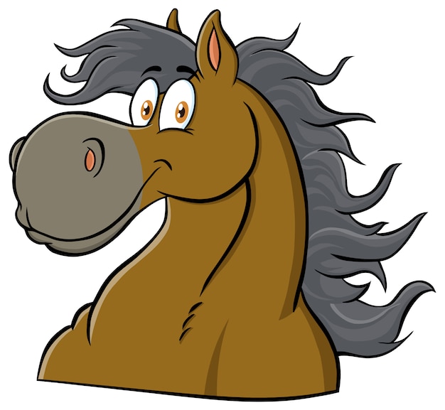 Vector paard hoofd mascotte stripfiguur. illustratie geïsoleerd op wit