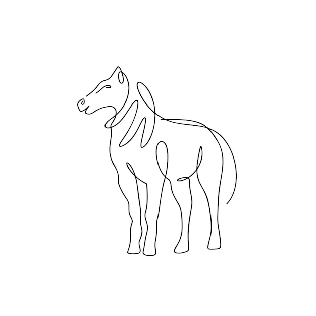 Paard illustratie in lijn kunststijl geïsoleerd op wit