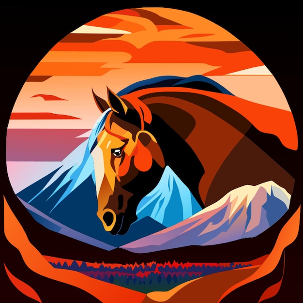 paard in vulkanische vectorillustratie