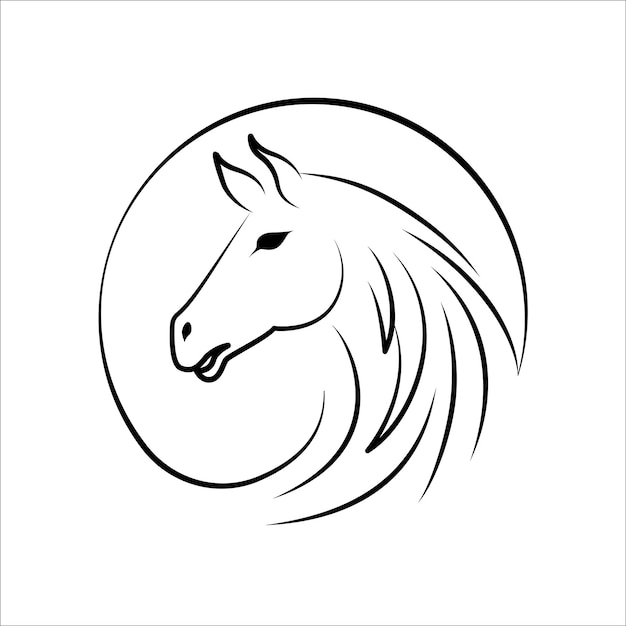 Vector paard lijn kunst embleemontwerp pictogram eenvoudige moderne minimalistische dier logo pictogram illustratie vector