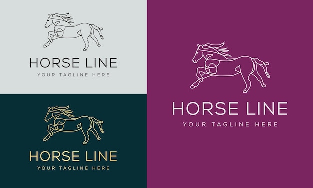 Paard logo lineaire pictogramstijl Vector logo ontwerpsjablonen