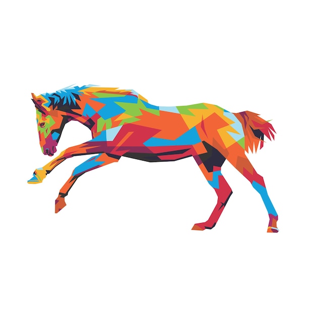 Paard loopt in WPAP-stijl