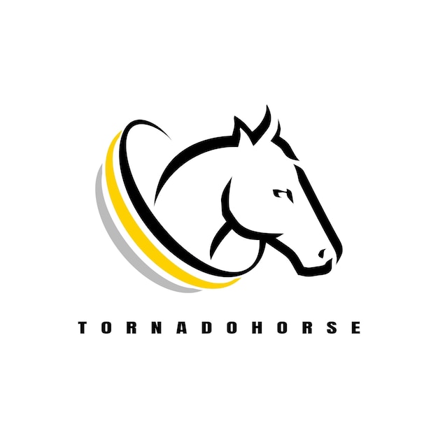 Paard met tornado logo ontwerp sjabloon