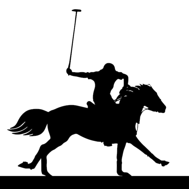 Paard Polo spel silhouet Vector