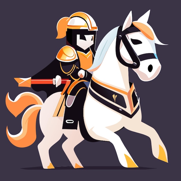 paard ridder elegante formidabele cartoon schattig vector witte achtergrond vectorillustratie