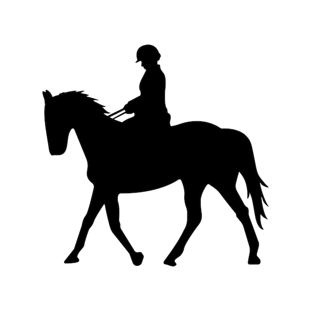 Paard silhouet Ruiter Illustratie voor paardensport Vrouw te paard