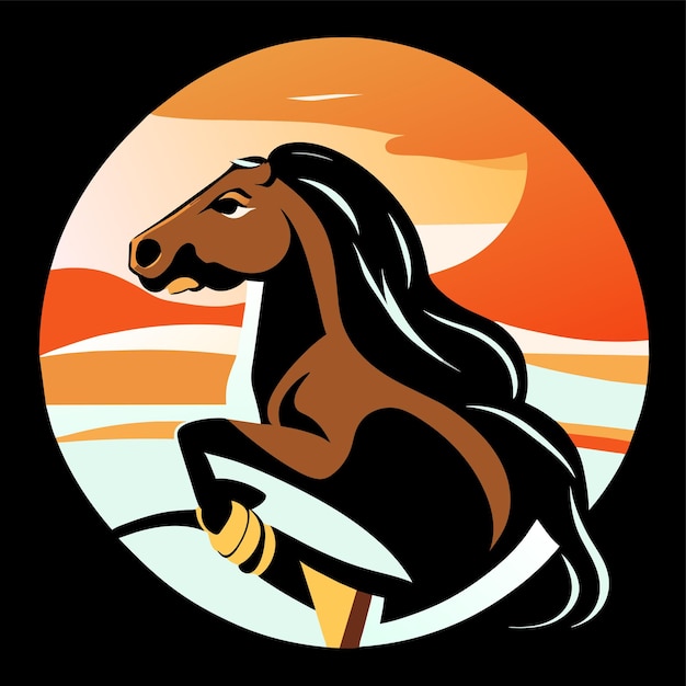 Vector paard staande in een veld hand getekende cartoon sticker pictogram concept geïsoleerde illustratie