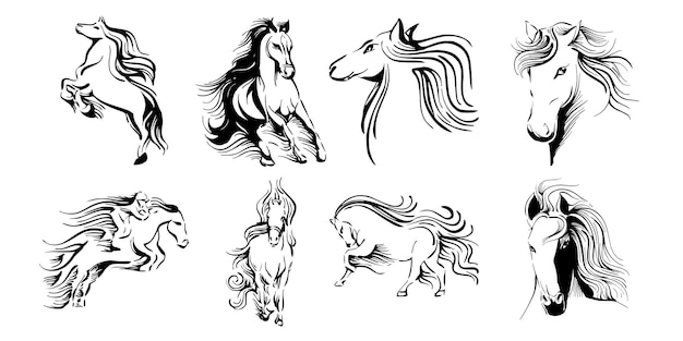 Paard vector set collectie grafisch clipart ontwerp