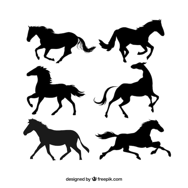 Paarden lopen vector silhouetten