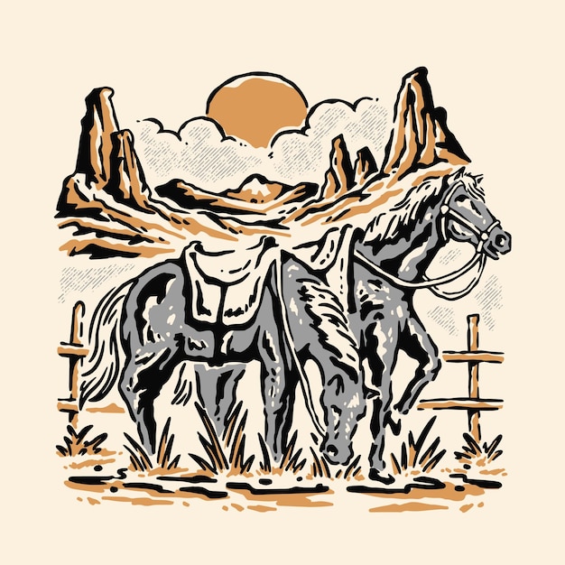 Paarden vintage illustratie