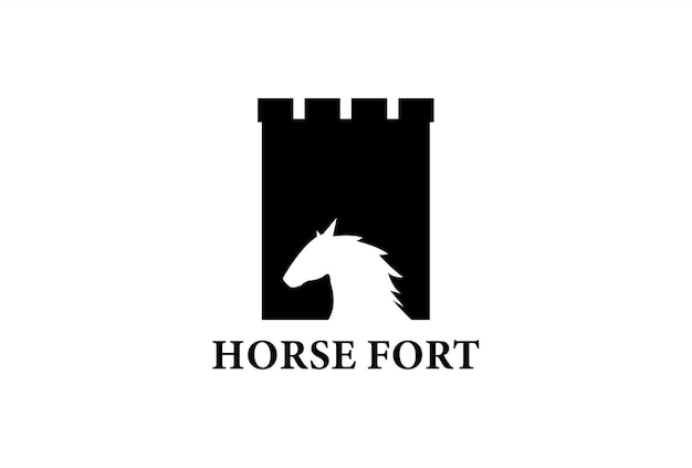 Paardenfort-logo met een kasteel en een paardenhoofd