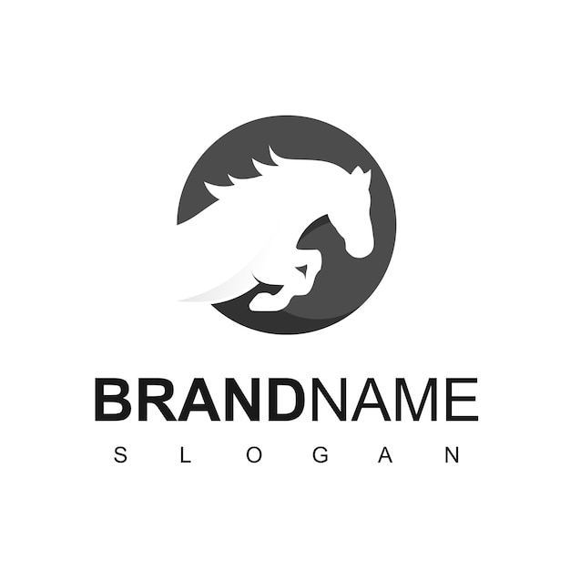 Paardenlogo, snel, sterk, dierlijk symbool