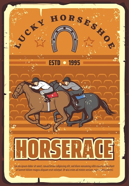 Paardenrace en hippische sport retro vector