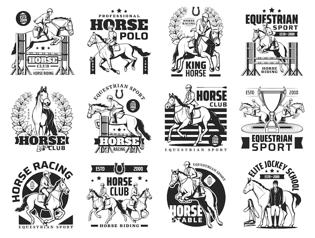 Paardenrace, manege en jockeyschool icoon
