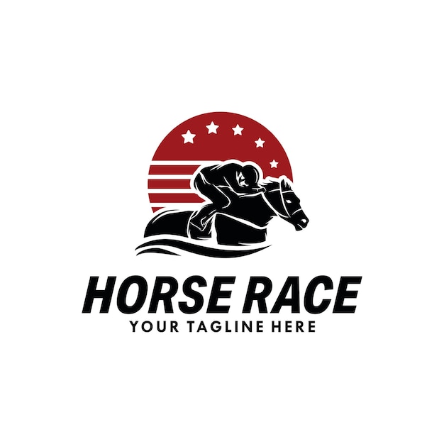 Paardenracesport silhouet logo ontwerp