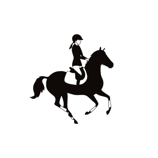 Paardensport zwart-wit pictogram