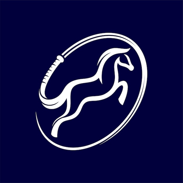 Paardenzweep logo met sprong concept