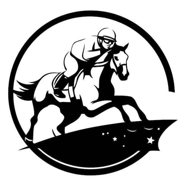 Paardjockey vector illustratie Paardrijden paardensport icoon