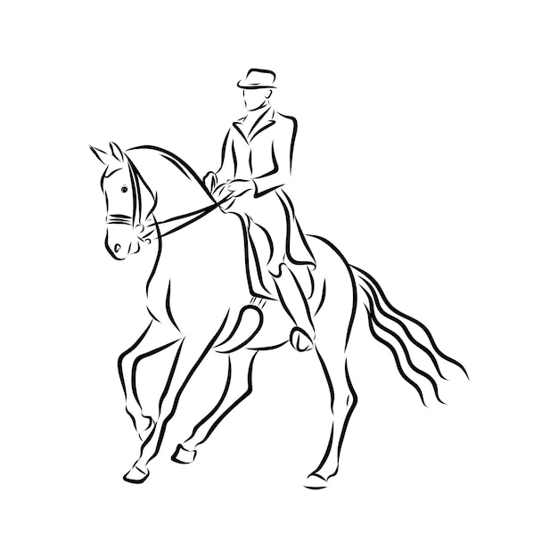 Paardrijden, horsemanship, sport contour vectorillustratie