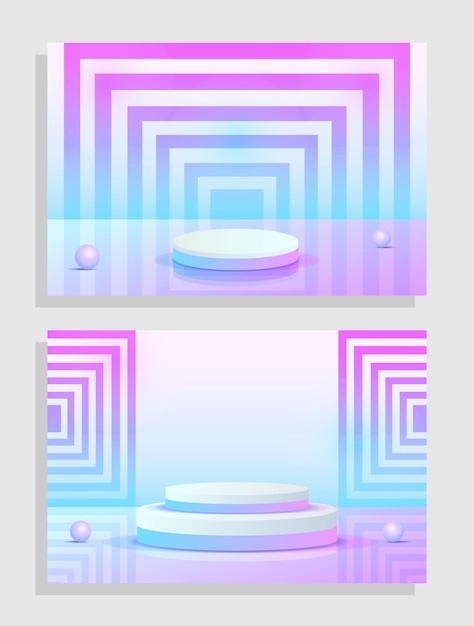 Paars blauw violet 3D-object cilinder voetstuk podium weergave gradiëntkleur minimale scène instellen