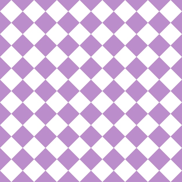 Paars en wit naadloos diagonaal geruit en vierkantenpatroon